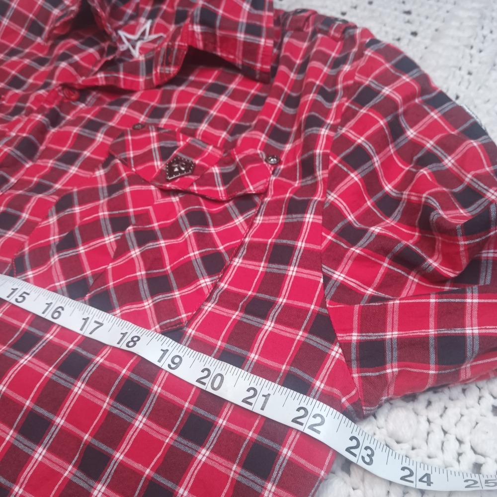 Victorious Urban Couture Embroidered Button Up Shirt Mens 2X Y2K Gingham Plaid - Picture 9 of 12